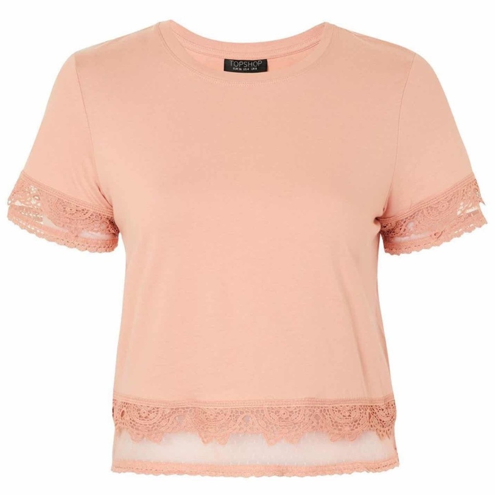 Topshop Lace Trim Crop Tee